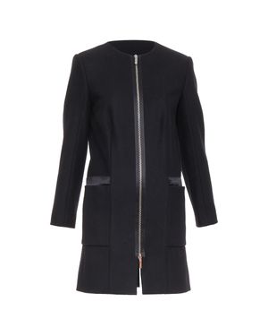 The Row Wool Blend Collarless Zip Coat - Black