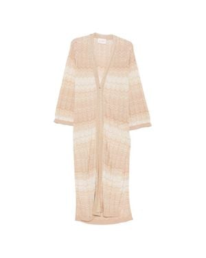 MC2 Saint Barth Chevron Knit Open-Front Cardigan With Gradient Pattern - White