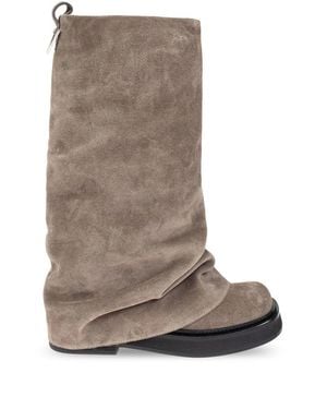 The Attico Slouchy Suede Boots With Sole - Brown