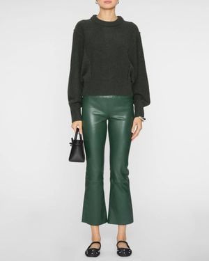 SPRWMN Leather Crop Flare Leggings - Green