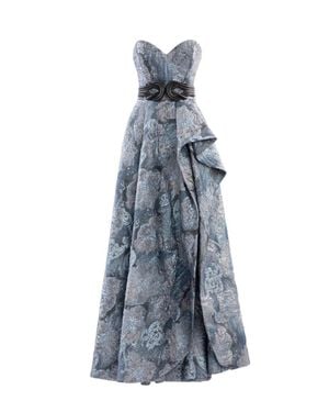 Saiid Kobeisy Brocade Long Dress - Gray