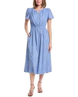 Anne Klein Embroidered Midi Dress - Blue