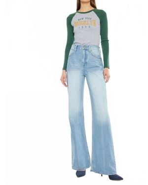 Kancan High Rise Wide Slit Jeans - Blue