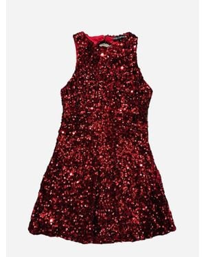 Miss Behave Girls Girl's Sequin Racer Back Dress - Red