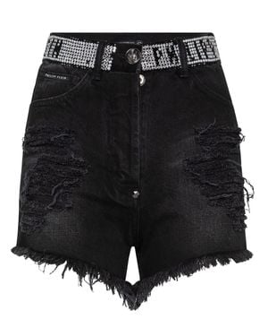 Philipp Plein Hot Pants Crystal Plein - Black
