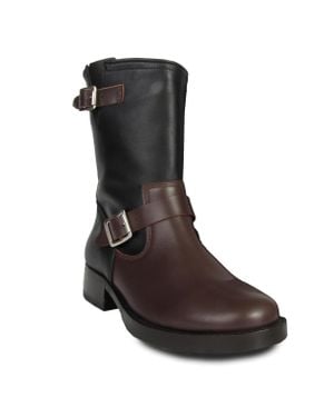Urbnkicks Two-Tone Biker Boots By - Brown