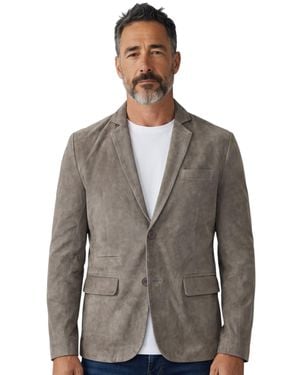 Infinity Leather Italian Suede Leather Blazer Jacket - Gray