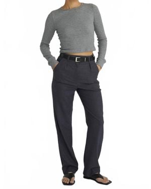 ALMINA CONCEPT Cropped Fitted Long Sleeve Top - Gray