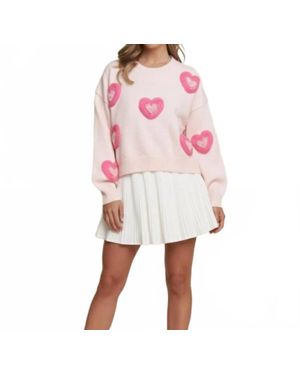 J.Nna Lovely Beaded Hearts Sweater - Pink