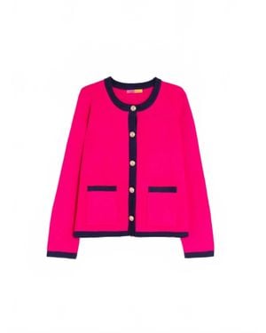 Vilagallo Contrast Trim Sweaters - Pink