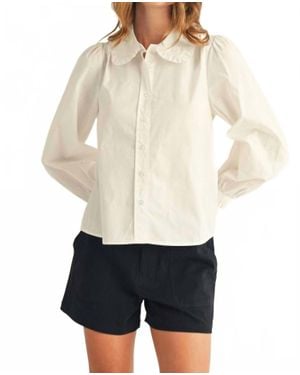 Jodifil Ruffle Collar Button-Down Top - White