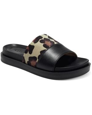 Aerosoles Louie Faux Leather Footbed Slide Sandals - Black