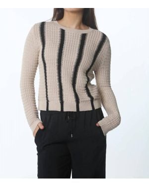 Kokun Stripe Textured Crew Sweater - Black