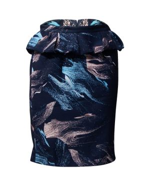 Maje Peplum Printed Pencil Skirt - Blue