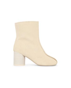MM6 by Maison Margiela Ivory Suede Ankle Boots - Natural