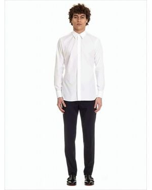 Lardini Ceremony Shirt With Covered Buttons - White