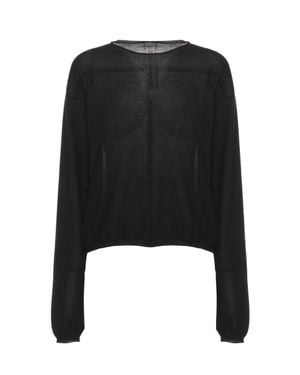 Rick Owens Cropped Cashmere Jersey With Ribbed Accents - Black