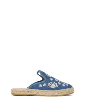 MC2 Saint Barth Cotton Sangallo Slip-On Espadrillas With Braided Jute Detailing - Blue