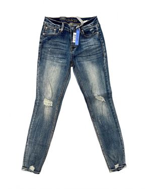Grace In La Distressed Vintage Skinny Jean - Blue