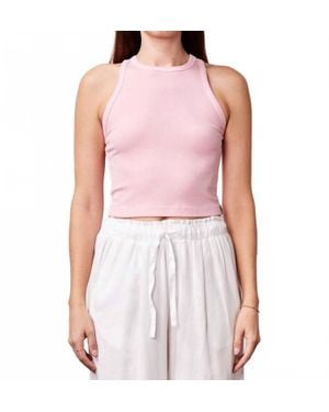 Stateside Fine Rib Cropped High Neck Tank Top - Purple