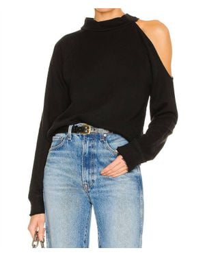 Chaser Brand Vented Shoulder Long Sleeve Mock Neck Raglan Pullover - Black