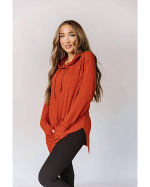 Ampersand Ave Side Slit Hoodie - Red