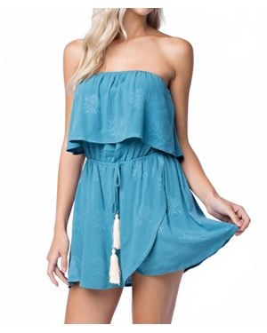 Honey Punch Strapless Two-Tier Wrap Dress - Blue