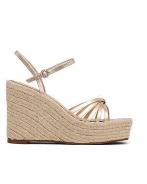 Cinq À Sept Helen Metallic Espadrille Wedge - White