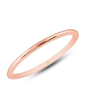 MAX + STONE 14K, Or Rose 1Mm Thin Wedding Band Dainty Stacking Ring - Pink