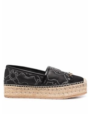 Ferragamo Gancini Logo-Embroidered Espadrilles - Brown