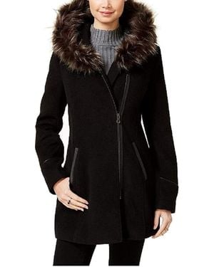 Maralyn & Me Juniors' Faux-Fur-Trim Hooded Coat Size Extra Large - Black