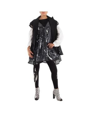 Sacai Ladies Layered Blazer Vest With Sequined Dress, Brand Size 2 - Black