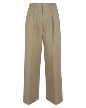 7 For All Mankind Pleated Wide Trouser - Natural