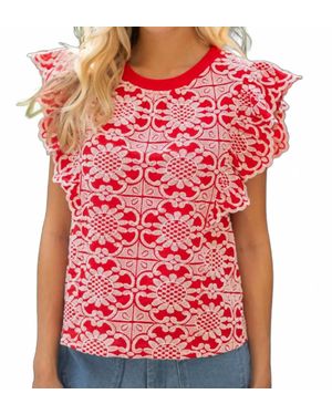Voya Scallop Ruffle Top - Red