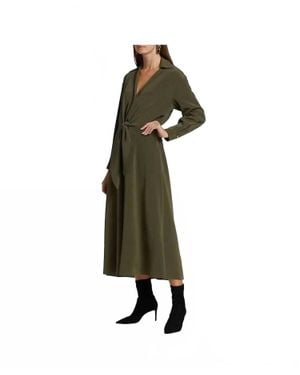 Vince Tie Waist Collared Midi Dress - Green