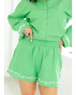 Line & Dot Tippi Embroidered Shorts - Green