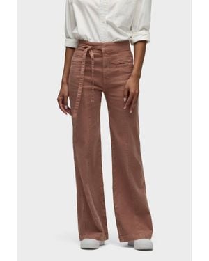 Hudson Jeans Tie Waist Pintucked Trouser Pants - Brown