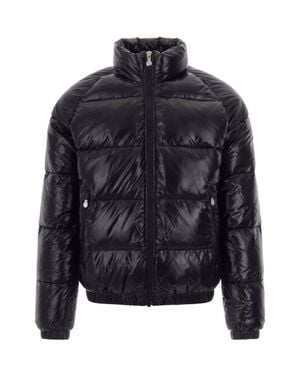 Pyrenex High-Neck Tech Fabric Quilted Down Jacket With Logo Sleeve Patch - Blue