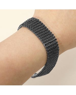 Fashnzfab 8 Rows Pave Cz Tennis Evening Bracelet - Black