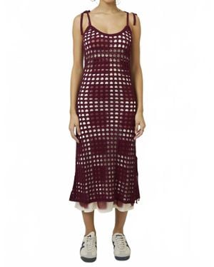 Find Me Now Cuore Crochet Midi Dress - Red