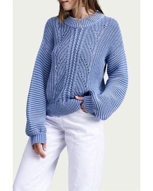 Flat White Ternay Mineral Wash Ribbed Sweater - Blue