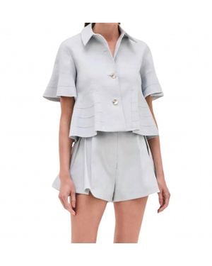 Alexis Hanly Linen Textile Pleated Flare Mini Short - White