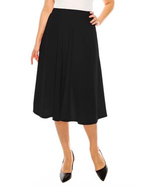 Moa Collection Casual Flared Midi Skirt - Black
