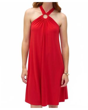 Joseph Ribkoff Keyhole Halter Trapeze Mini Dress - Red