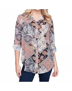 Charlie b Printed Button-Front Blouse - Multicolor