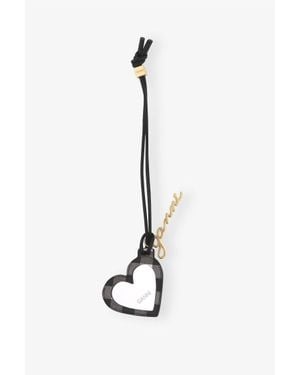 Ganni Bou Heart Mirror Keyring - White