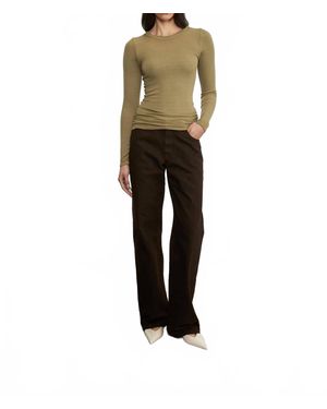 Enza Costa Silk Rib Long Sleeves Crewneck Top - Multicolor