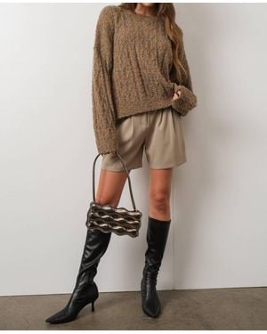 Pretty Garbage Boucle Cable Knit Sweater - Natural