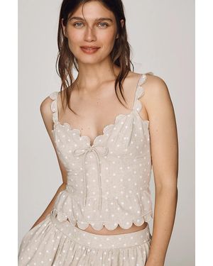 En Saison Elise Peplum Tank Top - Natural