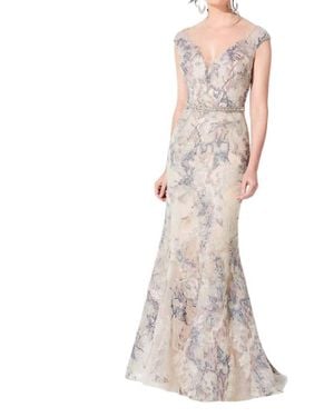 Ivonne D V Neckline Dress - Multicolor